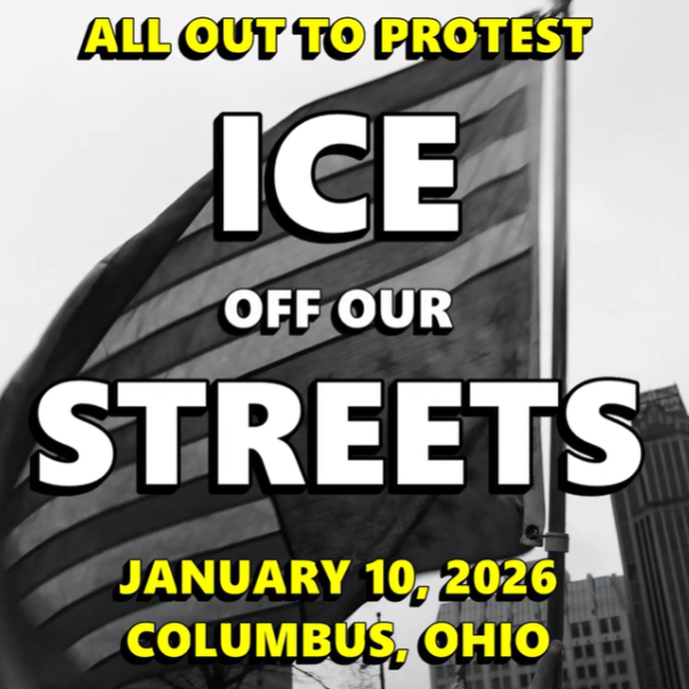 ICE off our streets in front of upside down US flag