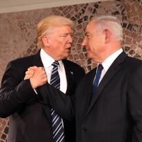 Trump hugging Netanyahu