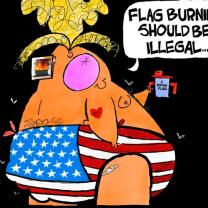 Comic of Trump in US flag diaper